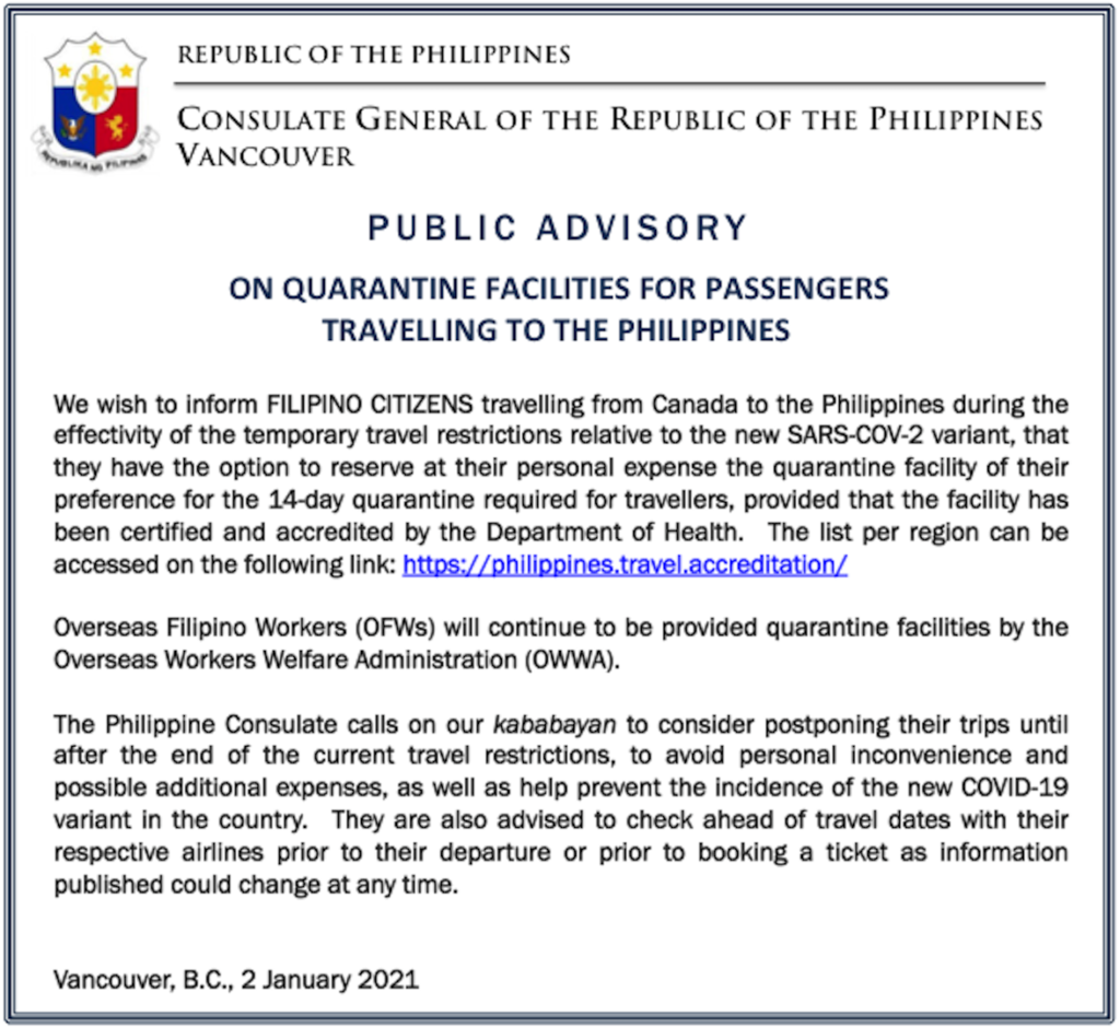 philippine airlines travel advisory covid 19