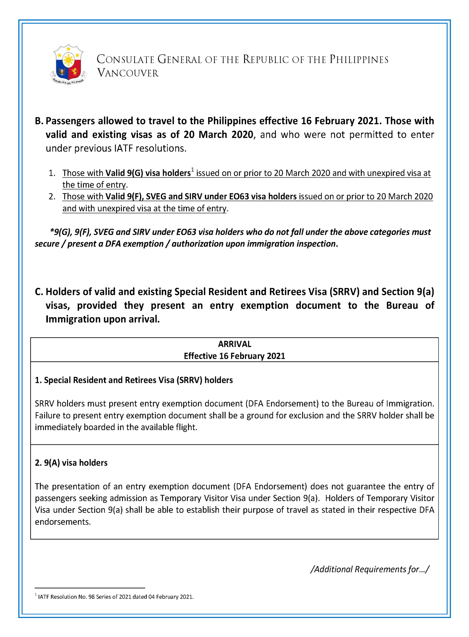 ADVISORY NO 08 2021 Revised Bureau of Immigration Guidelines on Entry