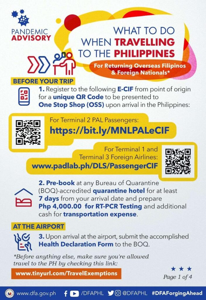 travel requirements to manila from province