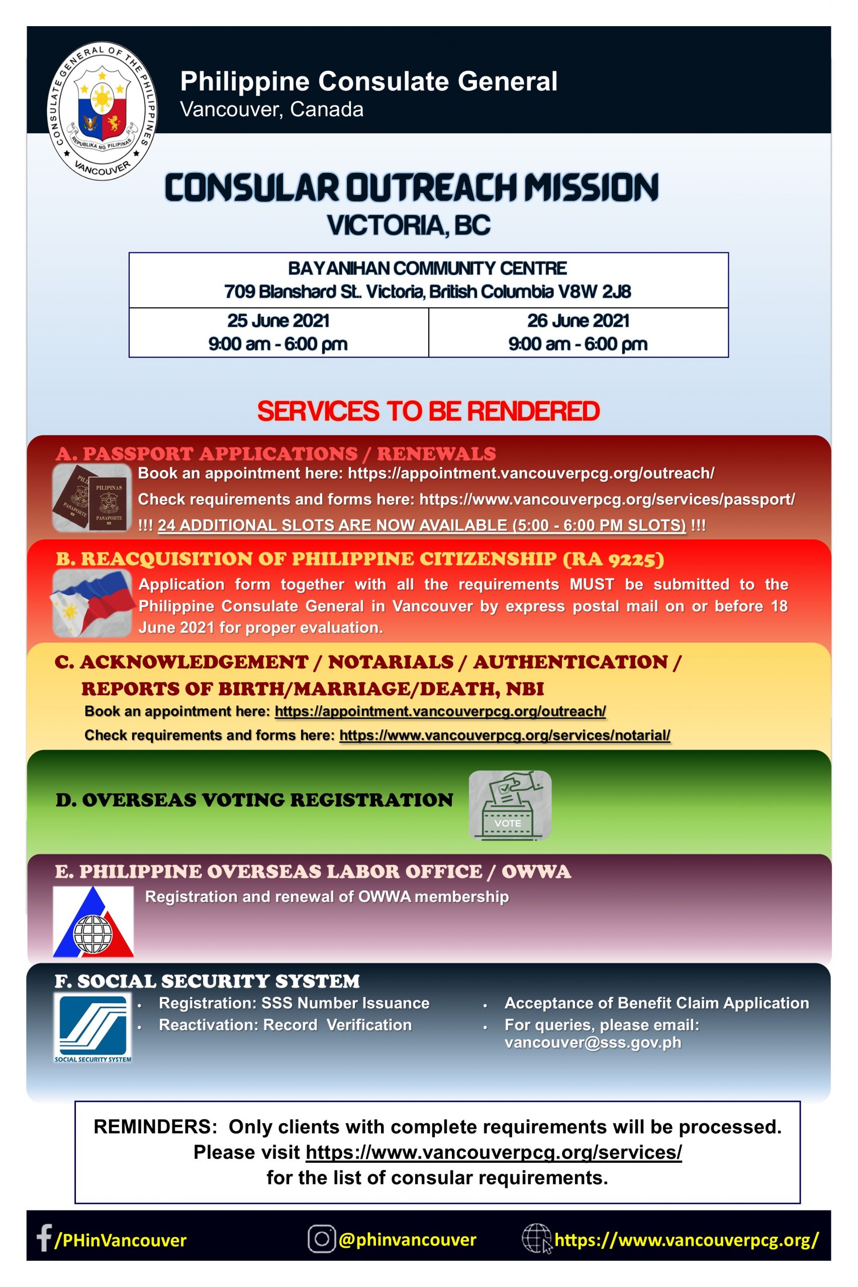 Philippine Consular Outreach Schedule 2022 Advisory No. 21-2021: Consular Outreach Mission In Victoria, Bc - Vancouver Philippines  Consulate General