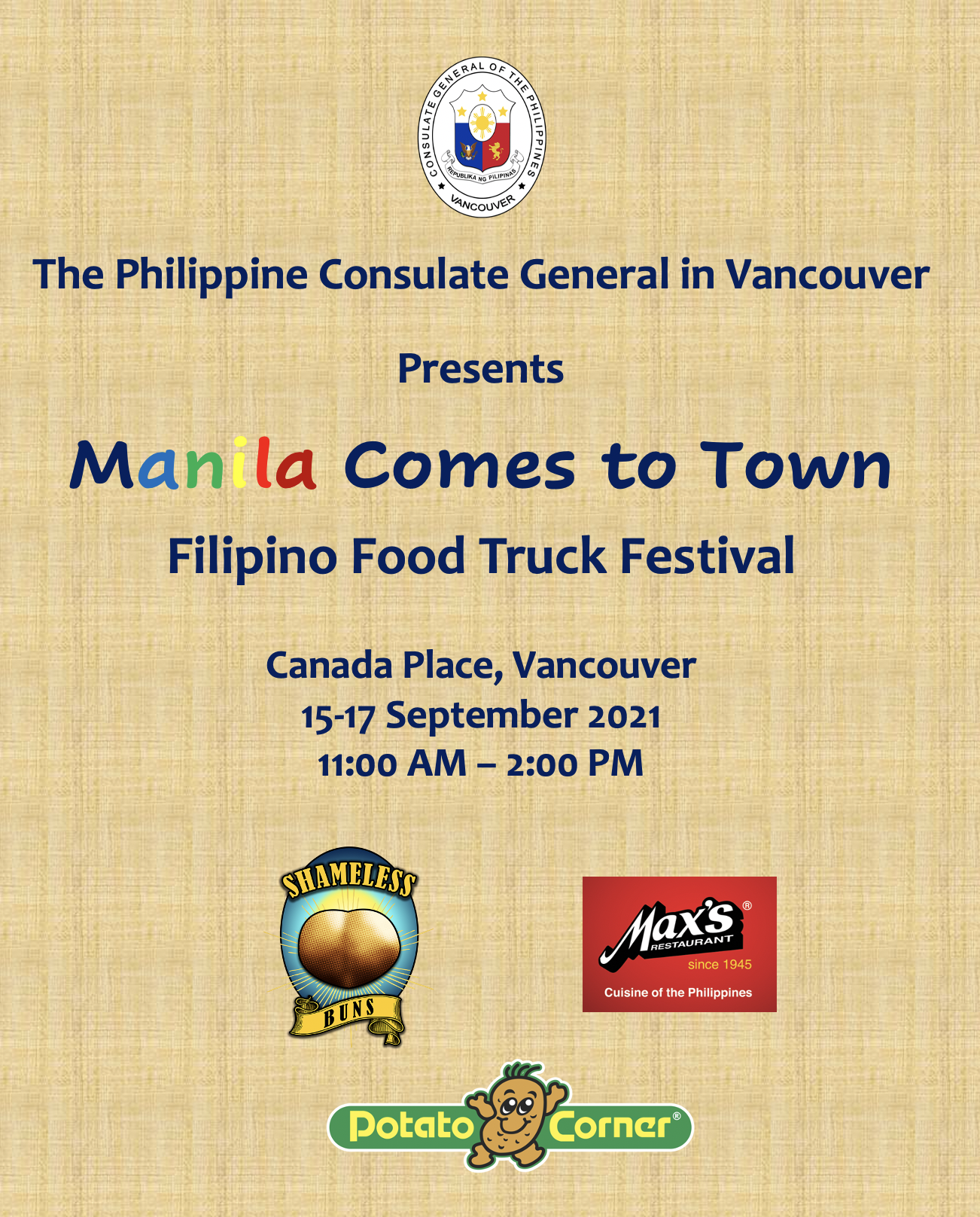 MANILA COMES TO TOWN - Vancouver Philippines Consulate General