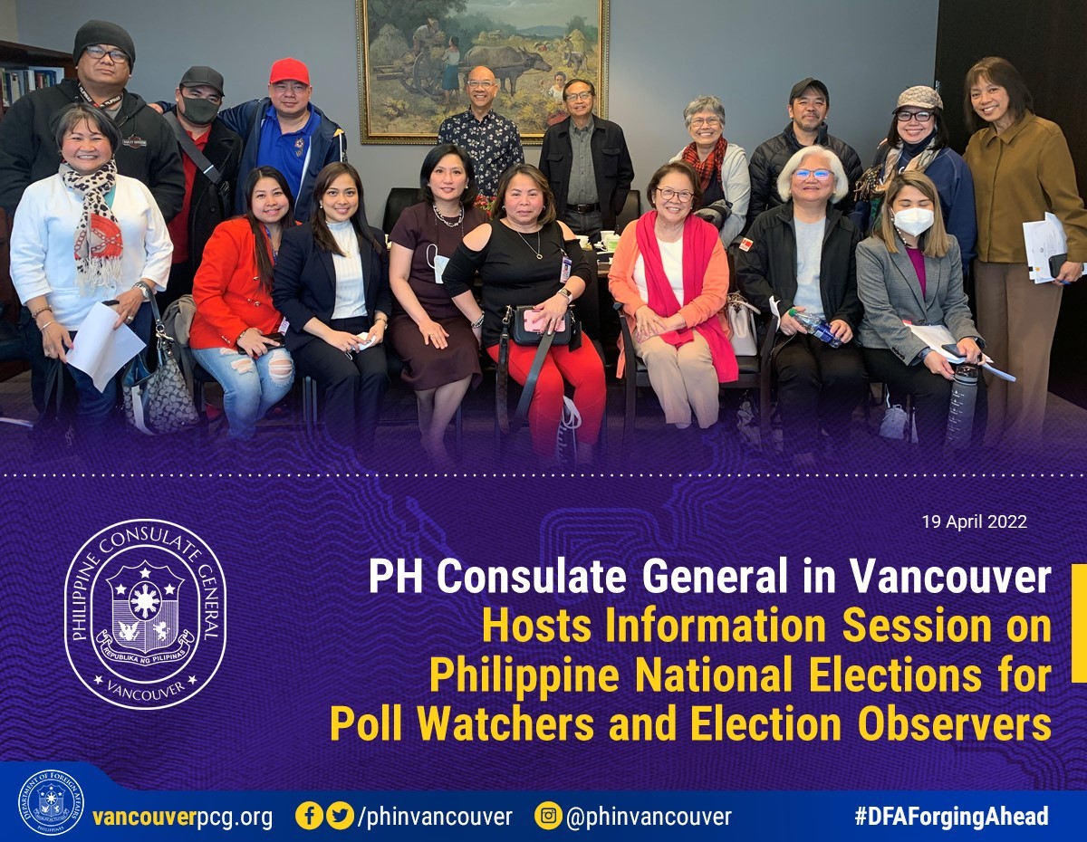 Vancouver PCG Hosts Information Session on Philippine  National Elections for Poll Watchers and Election Observers
