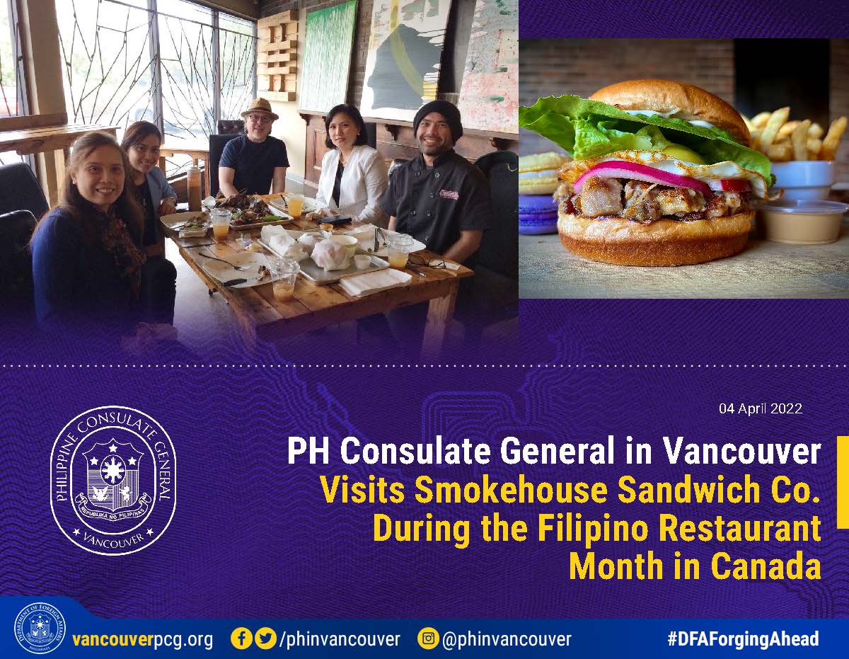 PH Consulate General in Vancouver Visits Smokehouse Sandwich Co. During the Filipino Restaurant Month in Canada