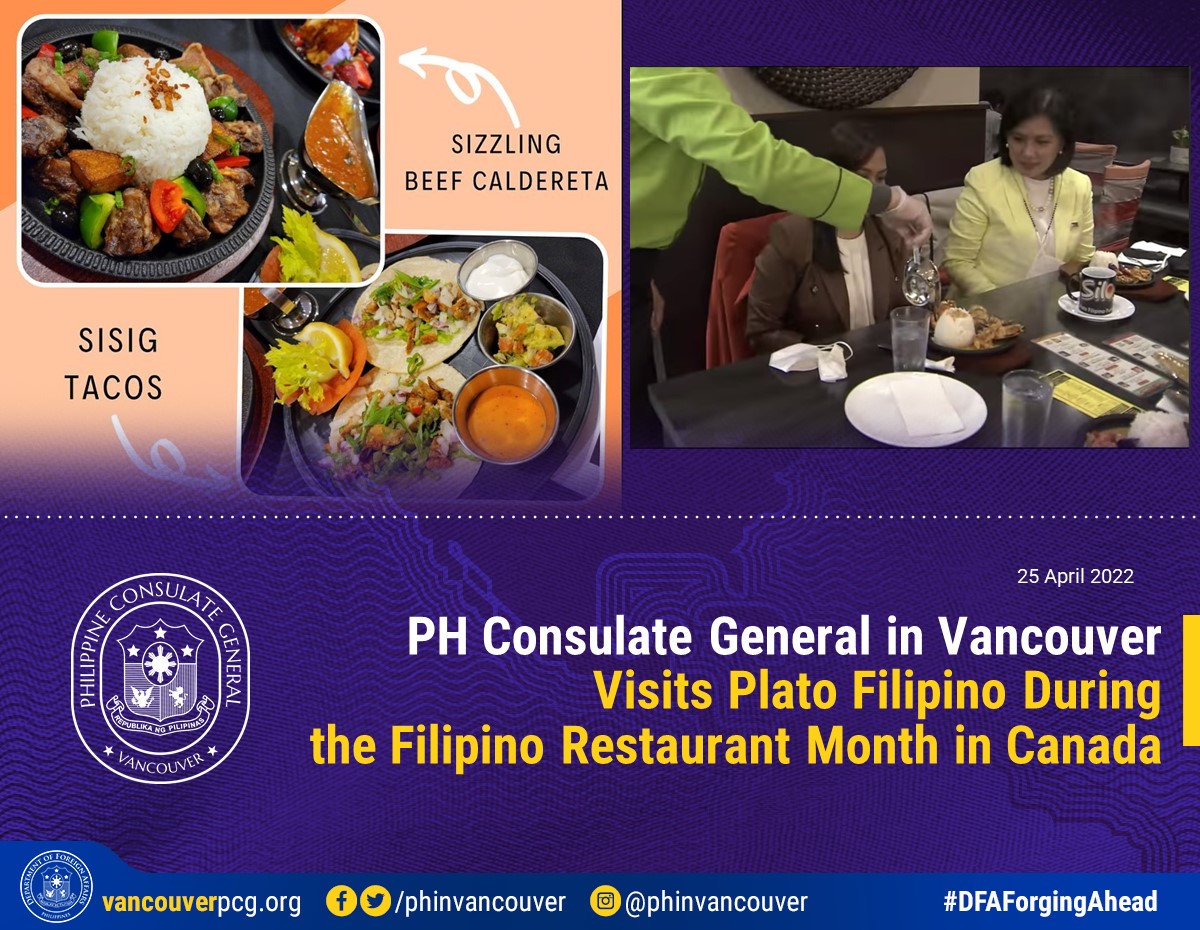 VANCOUVER PCG VISITS PLATO FILIPINO DURING THE FILIPINO RESTAURANT MONTH IN CANADA