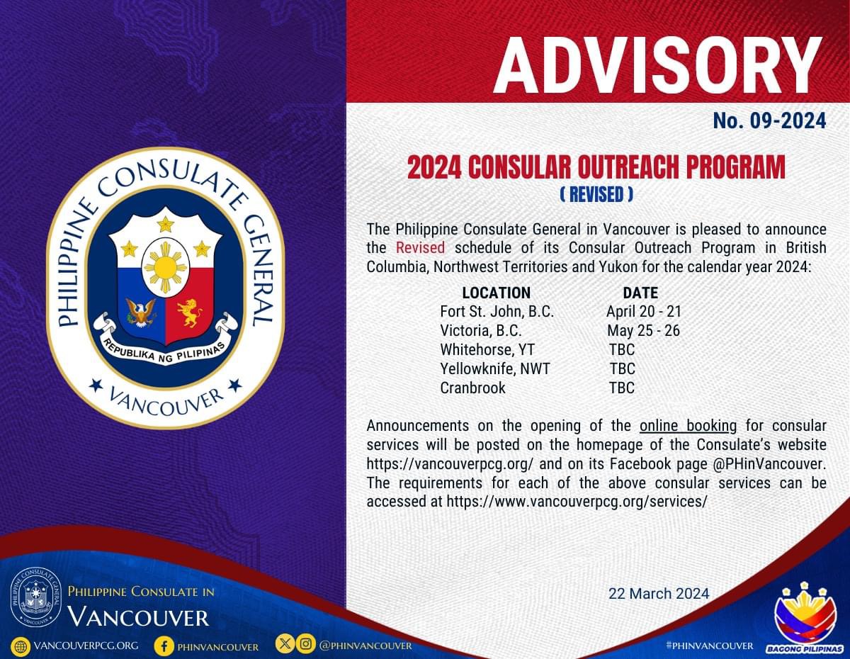 ADVISORY NO. 092024 2024 Consular Outreach Program (Revised
