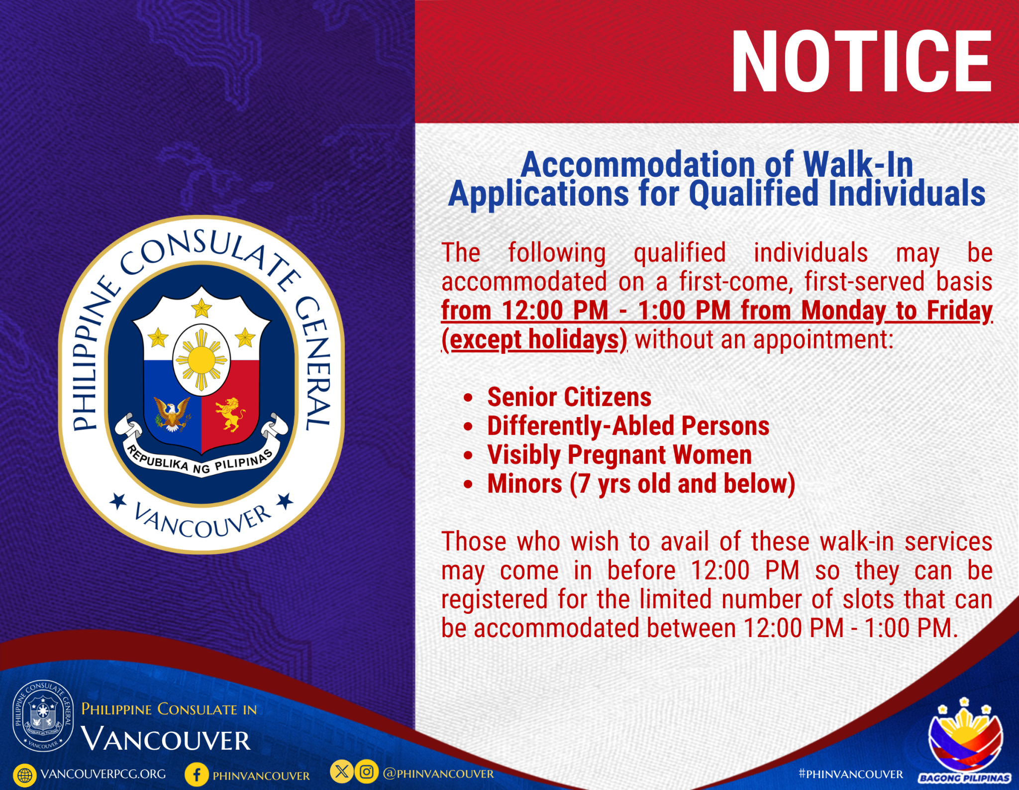 Accommodation of Walk-In Applications for Qualified Individuals ...